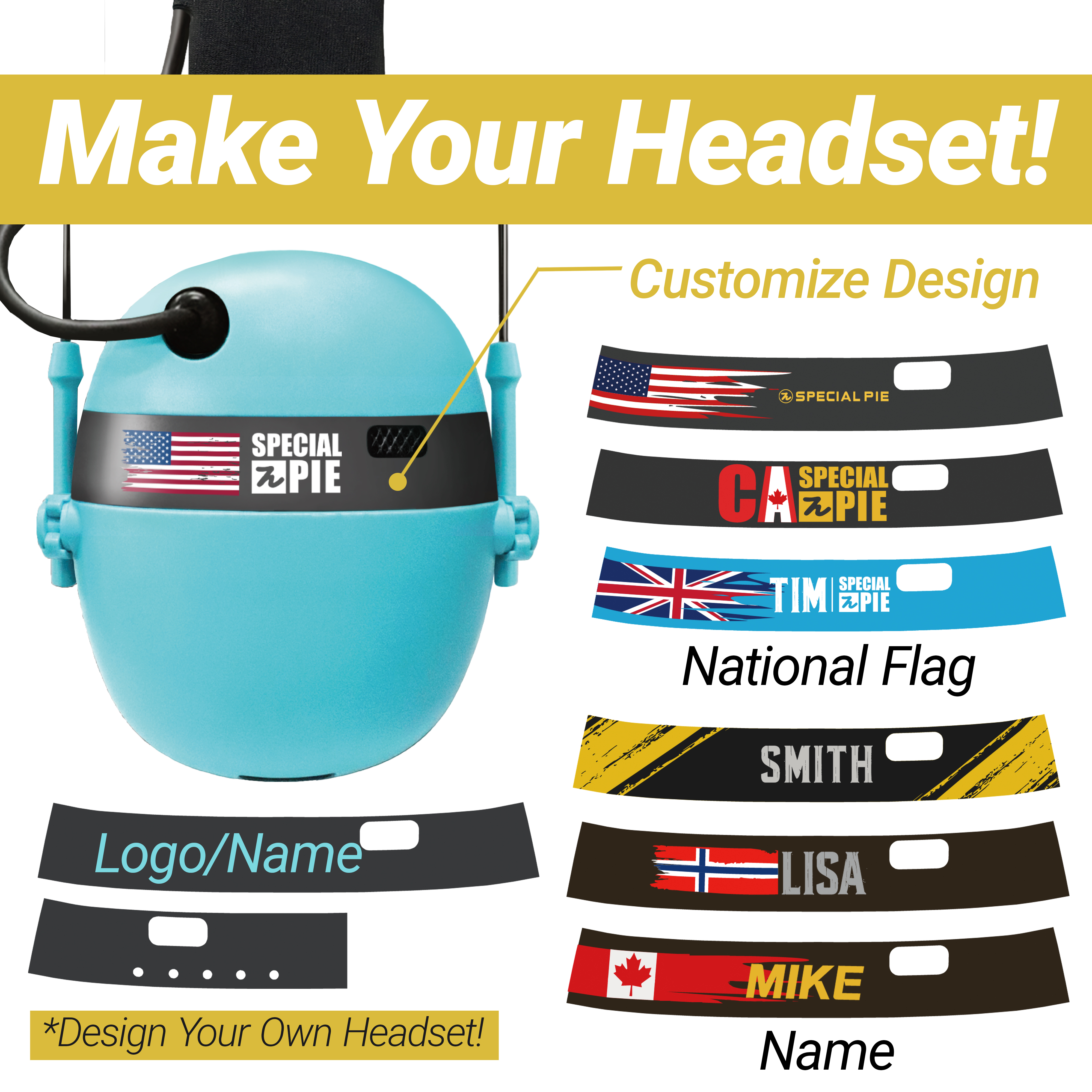 Custom E2 Crystal Sticker Set for Earmuffs, Personalized Name Flag Logo Club Decal