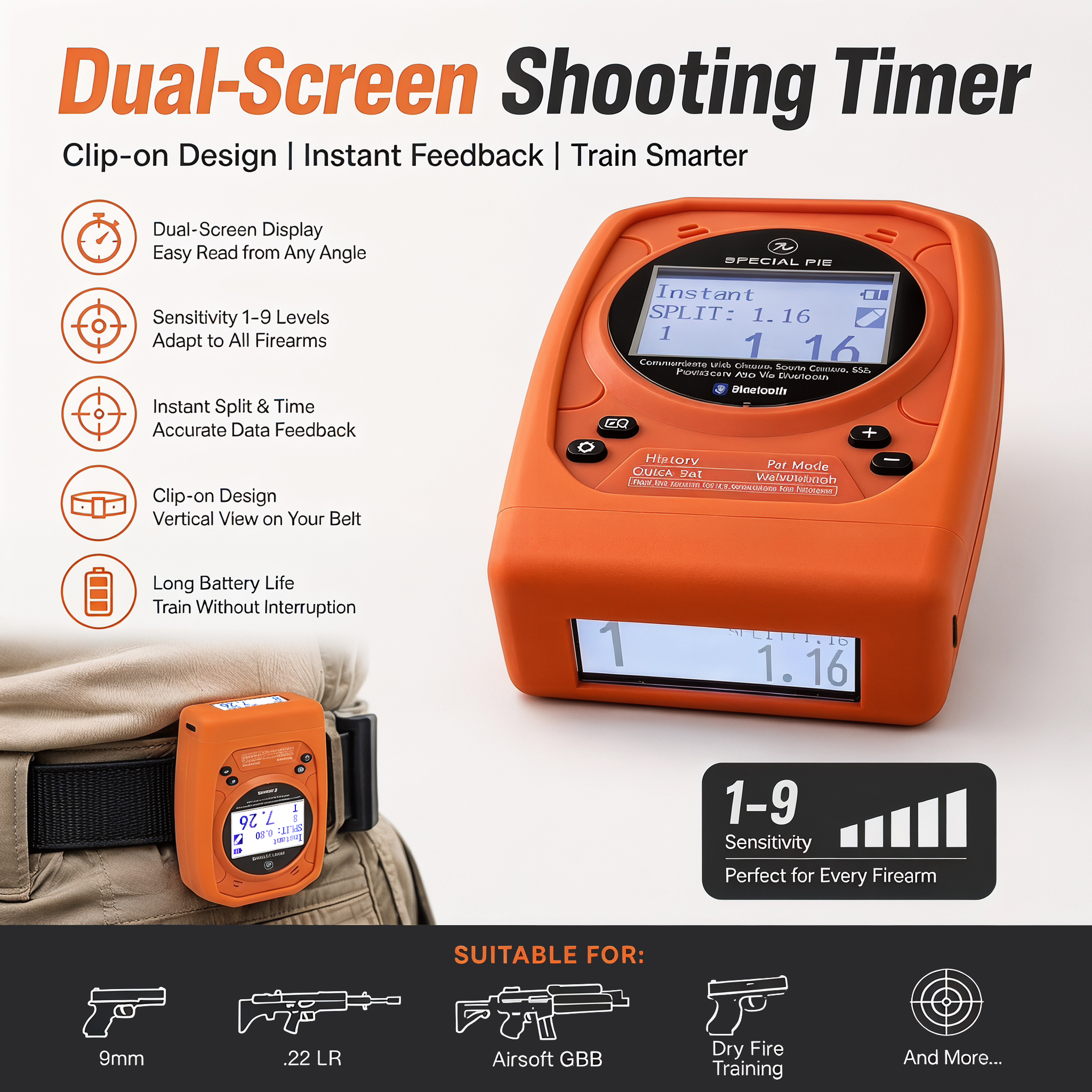 Dual-Screen Shooting Timer for Shooting Training and Competition